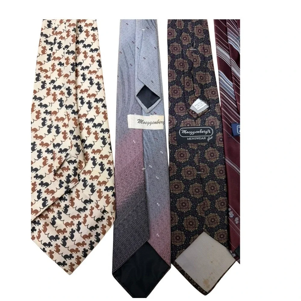 Vintage Mens Necktie Lot 12pc Retro Geometric Novelty Striped  FLAWS FINAL SALE!